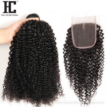China Suppliers Best Selling Products Natural Color Brazilian Hairs Kinky Curly Human Hair Weave 3 Bundles With Closure